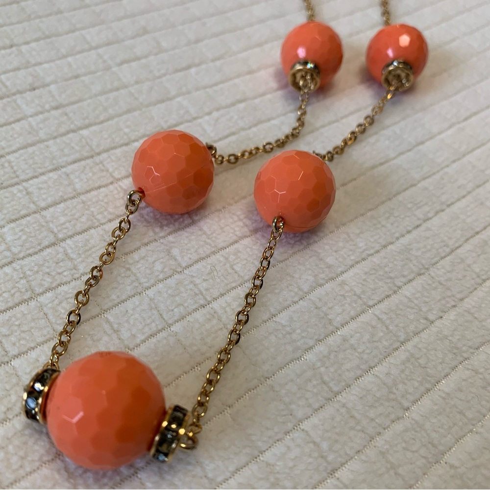 J Crew faceted coral beaded necklace - Picture 6 of 7
